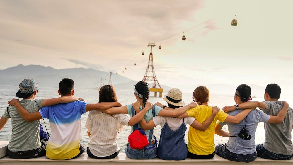 Grupo de amigos viajando